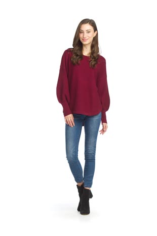 ST-15291 - Lightweight Balloon Sleeve Sweater  - Colors: Burgundy, Cobalt - Available Sizes:XS-XXL - Catalog Page:3 